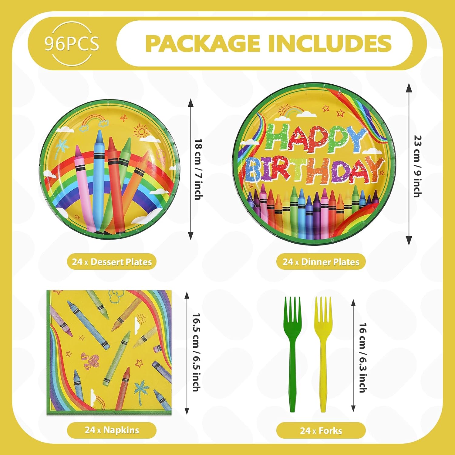 Back to School Crayon Birthday Plates & Napkins - 96 Pcs image 5