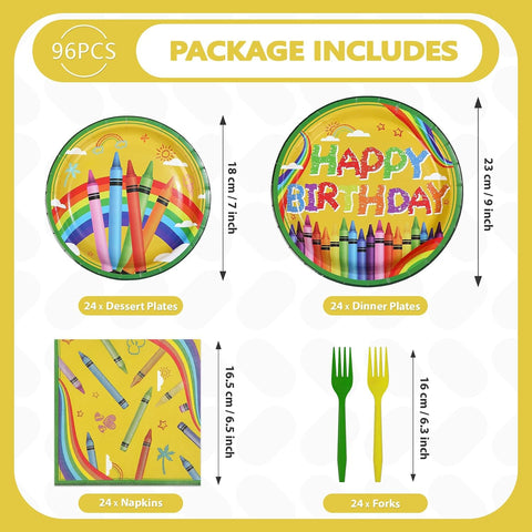 Back to School Crayon Birthday Plates & Napkins - 96 Pcs image 5