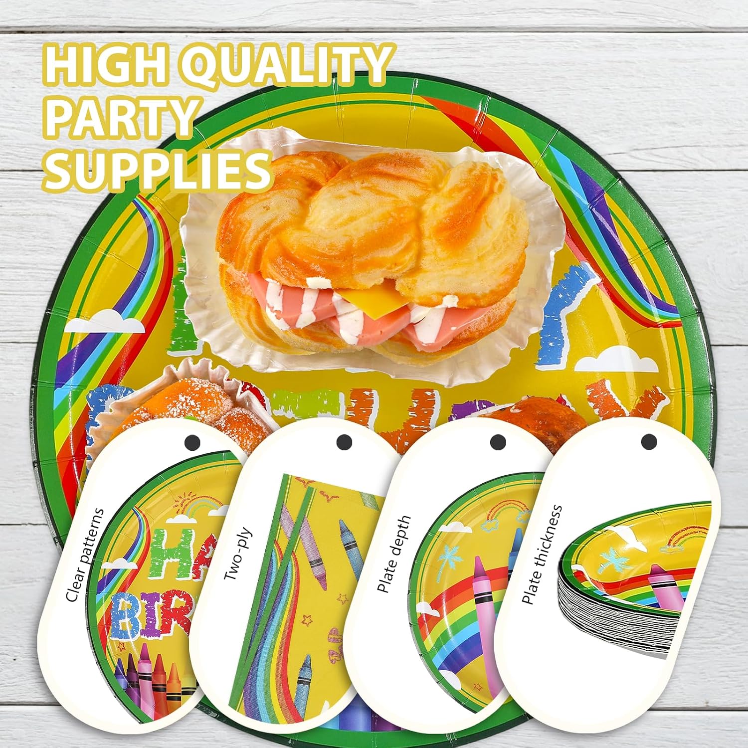 Back to School Crayon Birthday Plates & Napkins - 96 Pcs image 6
