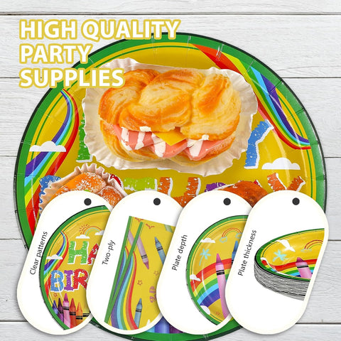 Back to School Crayon Birthday Plates & Napkins - 96 Pcs image 6