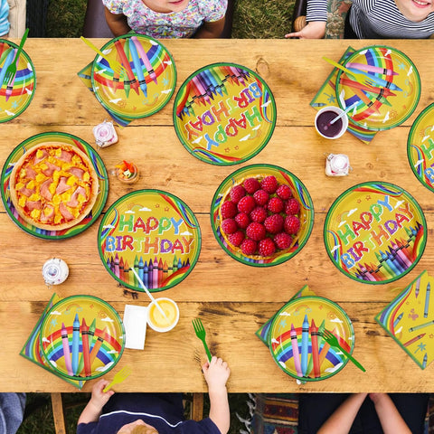 Back to School Crayon Birthday Plates & Napkins - 96 Pcs image 7