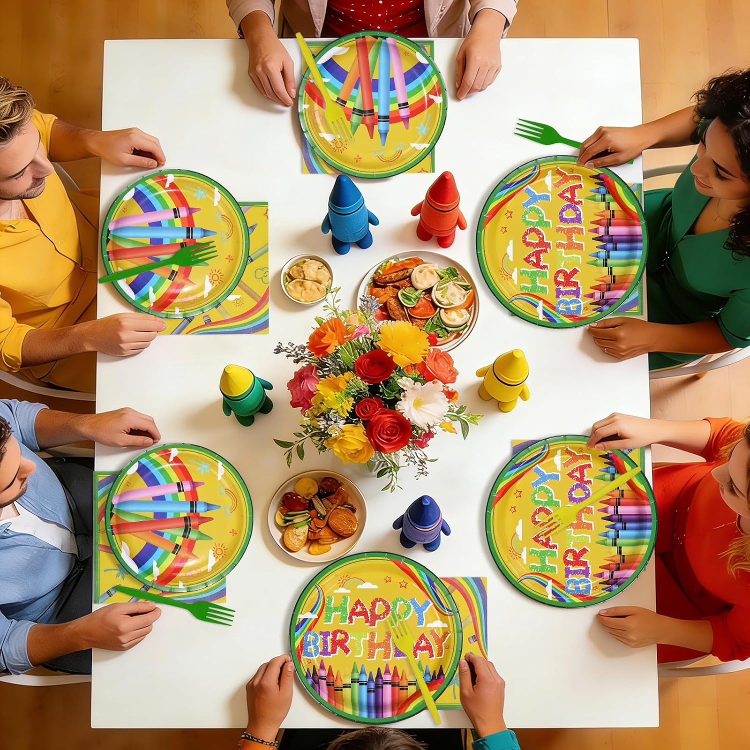 Back to School Crayon Birthday Plates & Napkins - 96 Pcs image 8