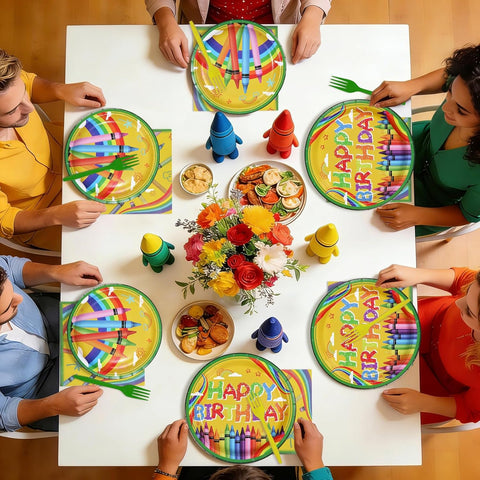 Back to School Crayon Birthday Plates & Napkins - 96 Pcs image 8