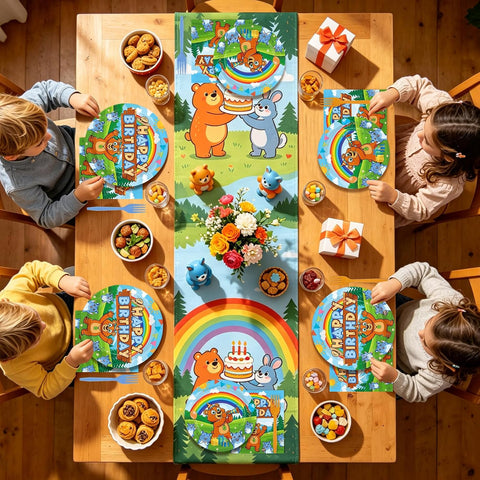 96 Pcs Bear Lemmings Birthday Party Plates and Napkins - Grencian