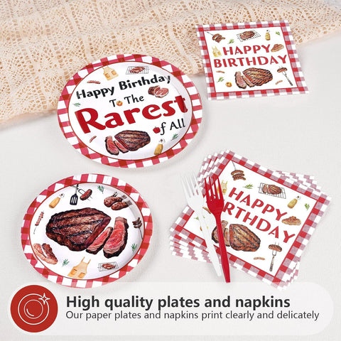 Beefsteak Birthday Plates & Napkins Set - 96 Pcs image 3