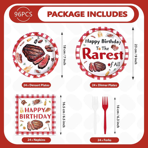 Beefsteak Birthday Plates & Napkins Set - 96 Pcs image 5