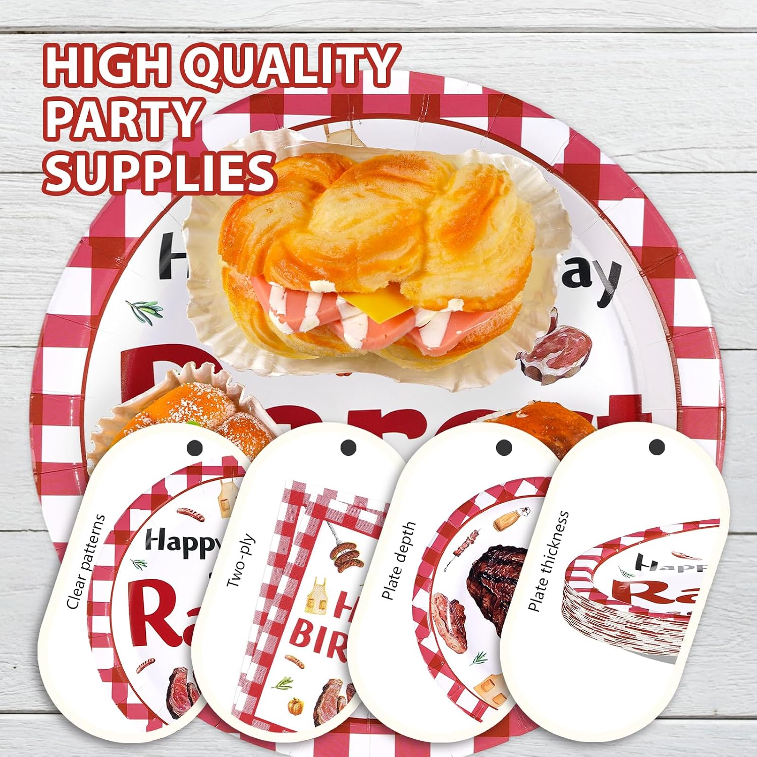 Beefsteak Birthday Plates & Napkins Set - 96 Pcs image 6