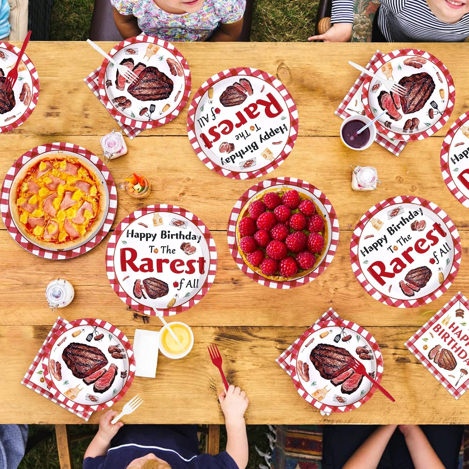 Beefsteak Birthday Plates & Napkins Set - 96 Pcs image 7