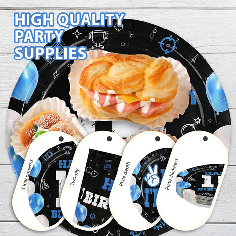 Blue Black 15th Birthday Plates & Napkins Set - 96 Pcs - image 6