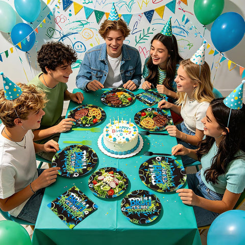 Bruh Birthday Party Plates & Napkins for Boys - 96 Pcs image 8