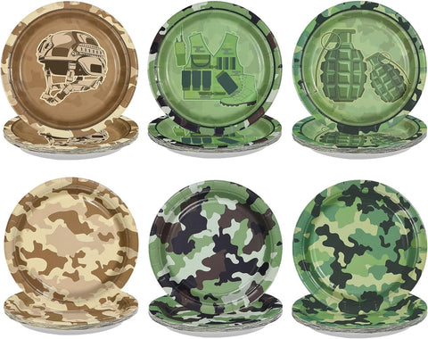 Camo army birthday paper plates 7 inch - main camouflage design