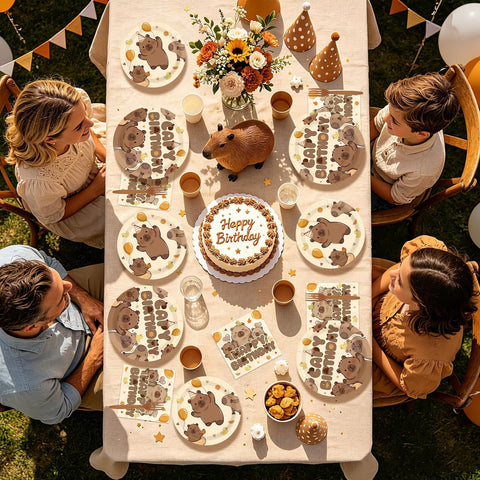 Capybara Happy Birthday Plates & Napkins Set - 96 Pcs image 7