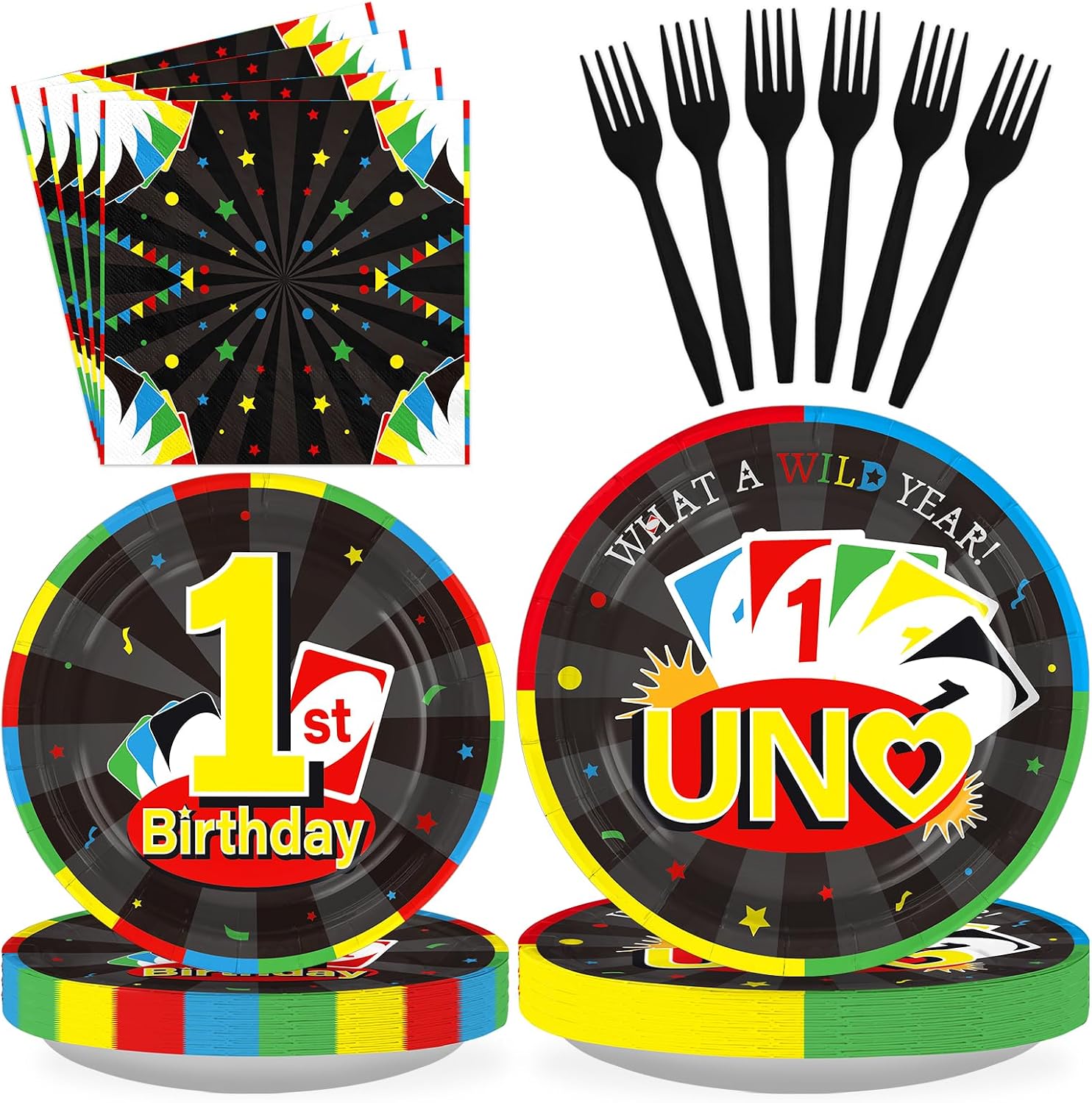 Card Game 1st Birthday Party Plates & Napkins - 96 Pcs image 1