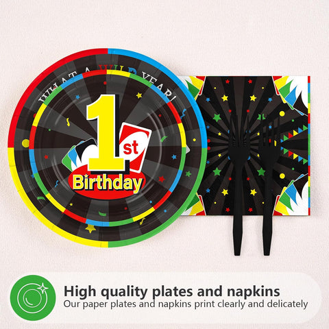 Card Game 1st Birthday Party Plates & Napkins - 96 Pcs image 2