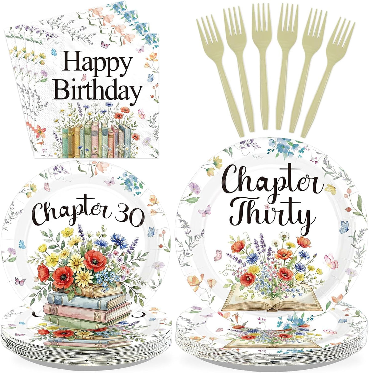 96Pcs Chapter 30th Birthday Party Plates and Napkins - Grencian