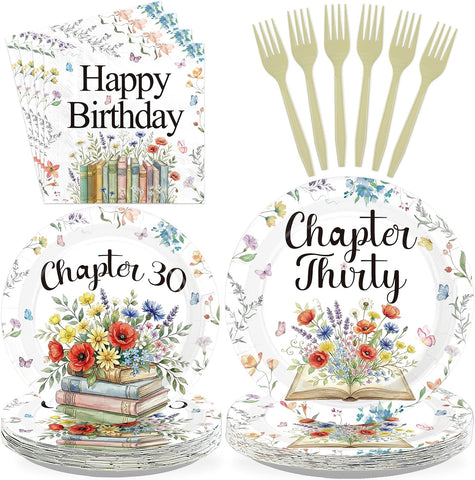 96Pcs Chapter 30th Birthday Party Plates and Napkins - Grencian