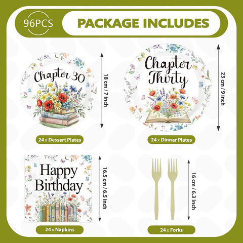 96Pcs Chapter 30th Birthday Party Plates and Napkins - Grencian