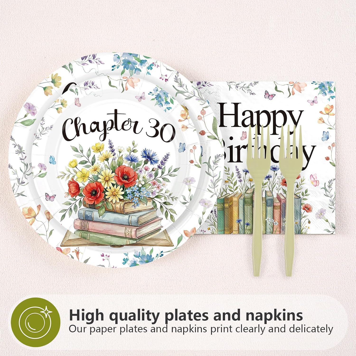 96Pcs Chapter 30th Birthday Party Plates and Napkins - Grencian
