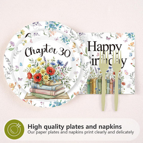 96Pcs Chapter 30th Birthday Party Plates and Napkins - Grencian