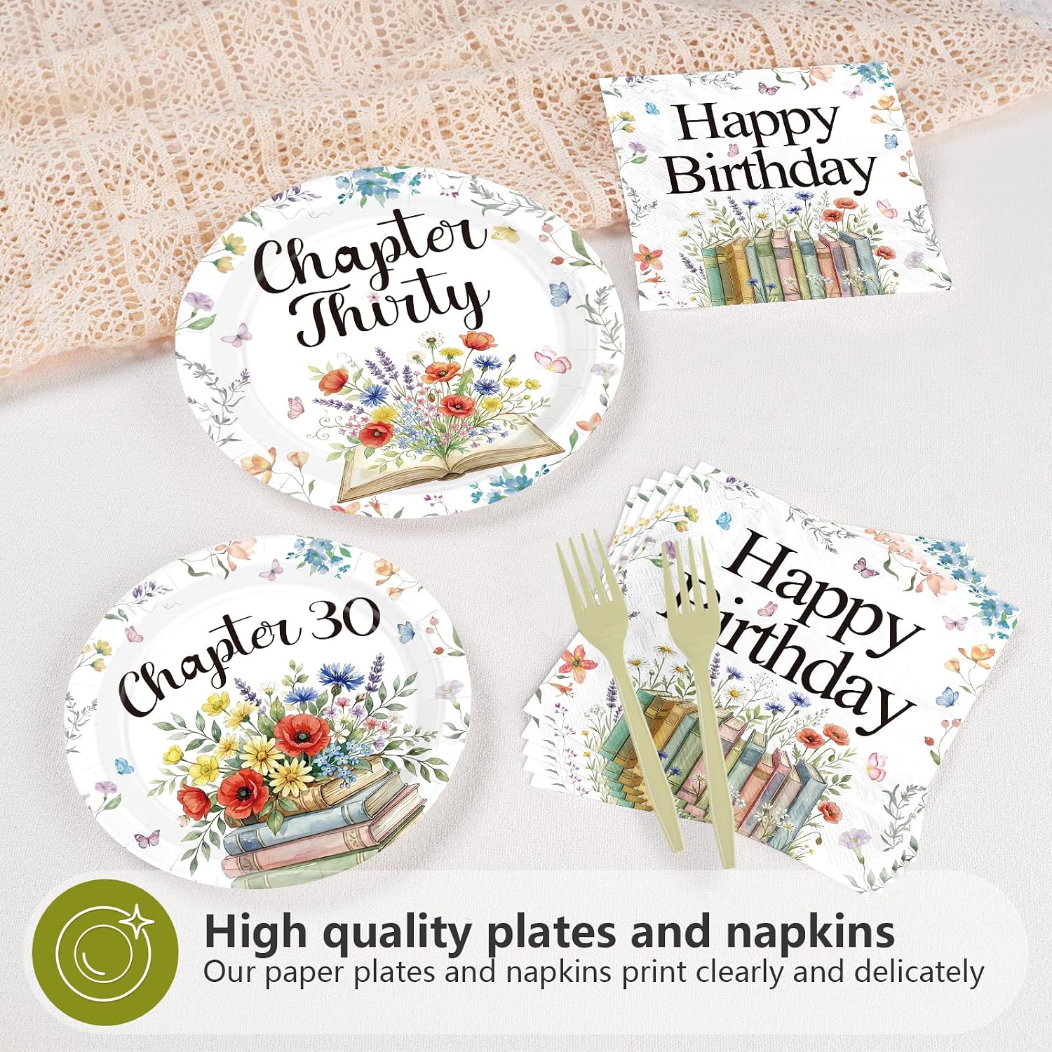 96Pcs Chapter 30th Birthday Party Plates and Napkins - Grencian