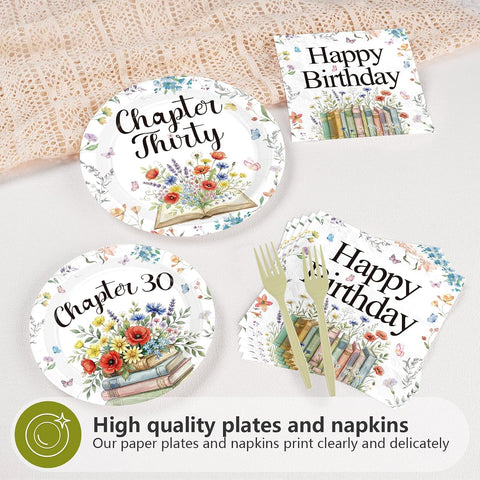96Pcs Chapter 30th Birthday Party Plates and Napkins - Grencian