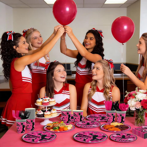 Cheer Gymnastics Birthday Party Plates and Napkins Set - 168 Pcs Serves 24 - Grencian