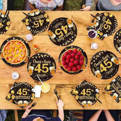 Cheers to 45th Birthday Plates & Napkins - 96 Pcs - view 7