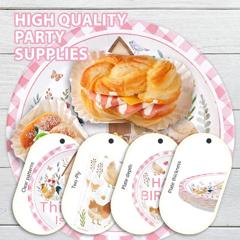 Chicken 1st Birthday Plates & Napkins Set - 96 Pcs image 6