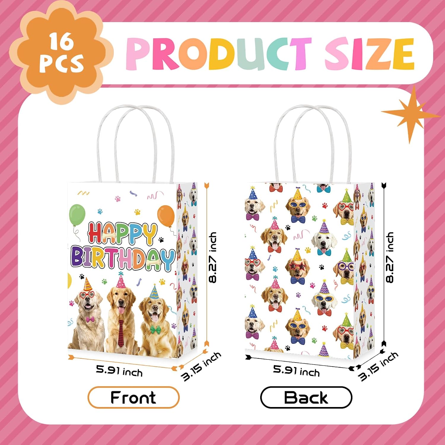 Cute puppy birthday goodie bags golden retriever