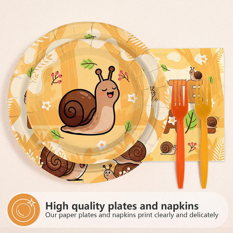 Cute Snail Birthday Plates & Napkins Set - 96 Pcs - image 2