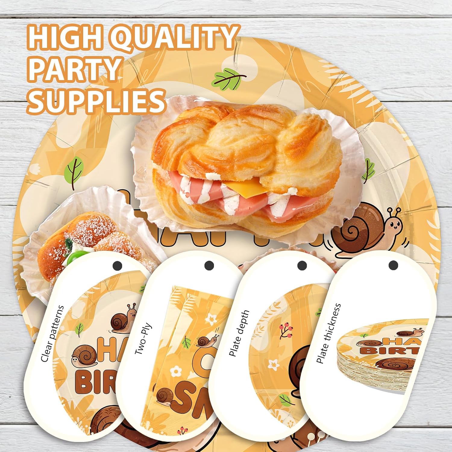 Cute Snail Birthday Plates & Napkins Set - 96 Pcs - image 6