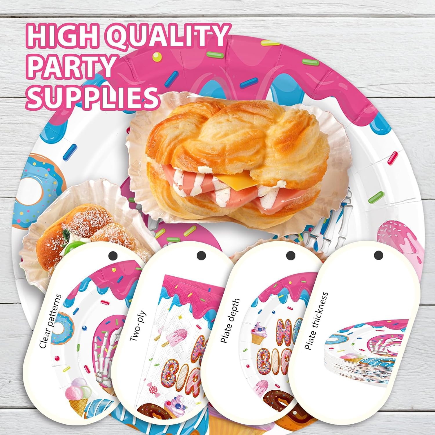 Donut '6 to 7' Birthday Plates & Napkins Set - 96 Pcs - image 6