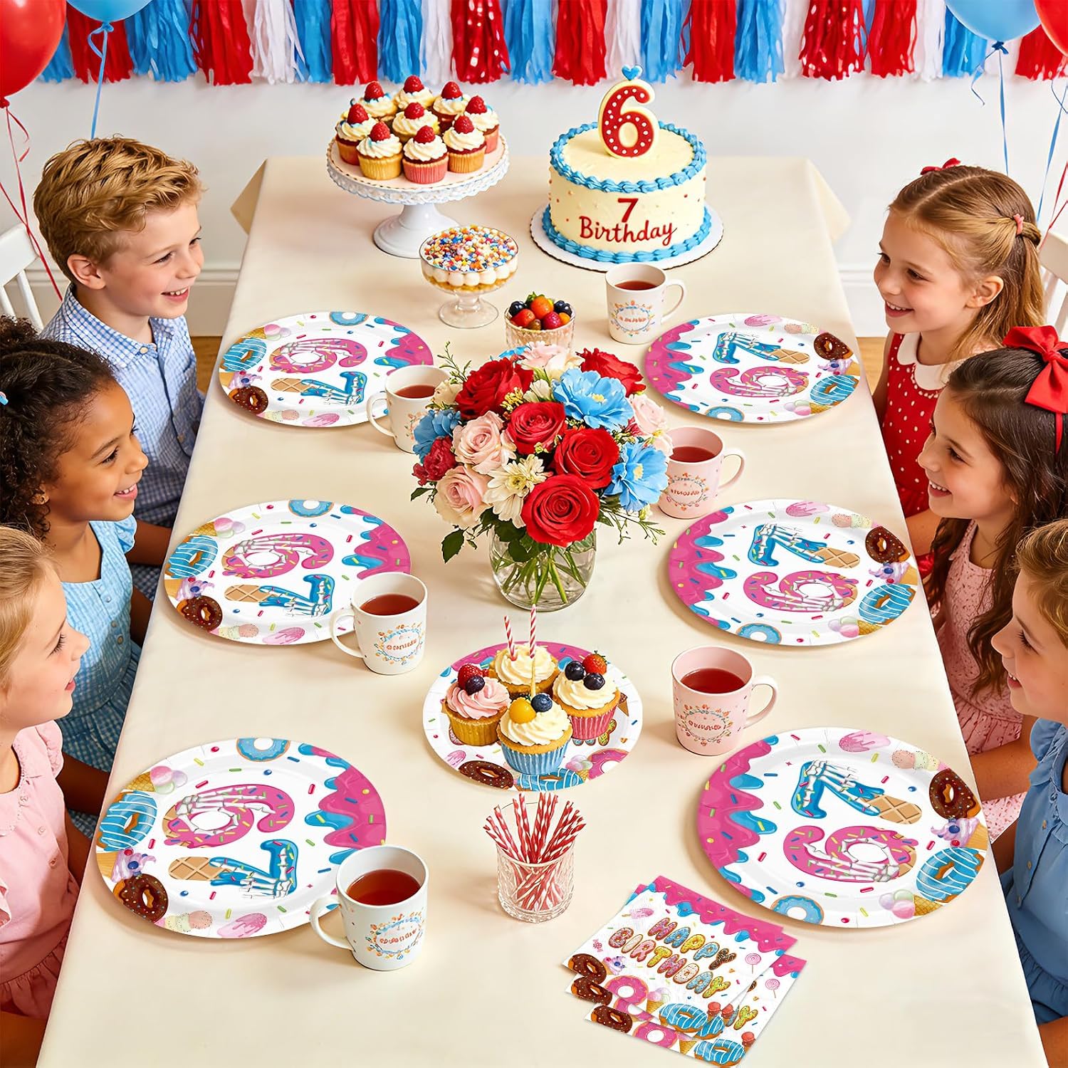 Donut '6 to 7' Birthday Plates & Napkins Set - 96 Pcs - image 7