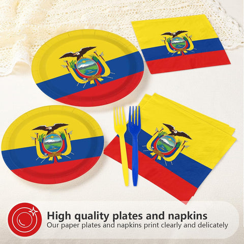 Ecuador flag dessert plates 7 inch coat of arms