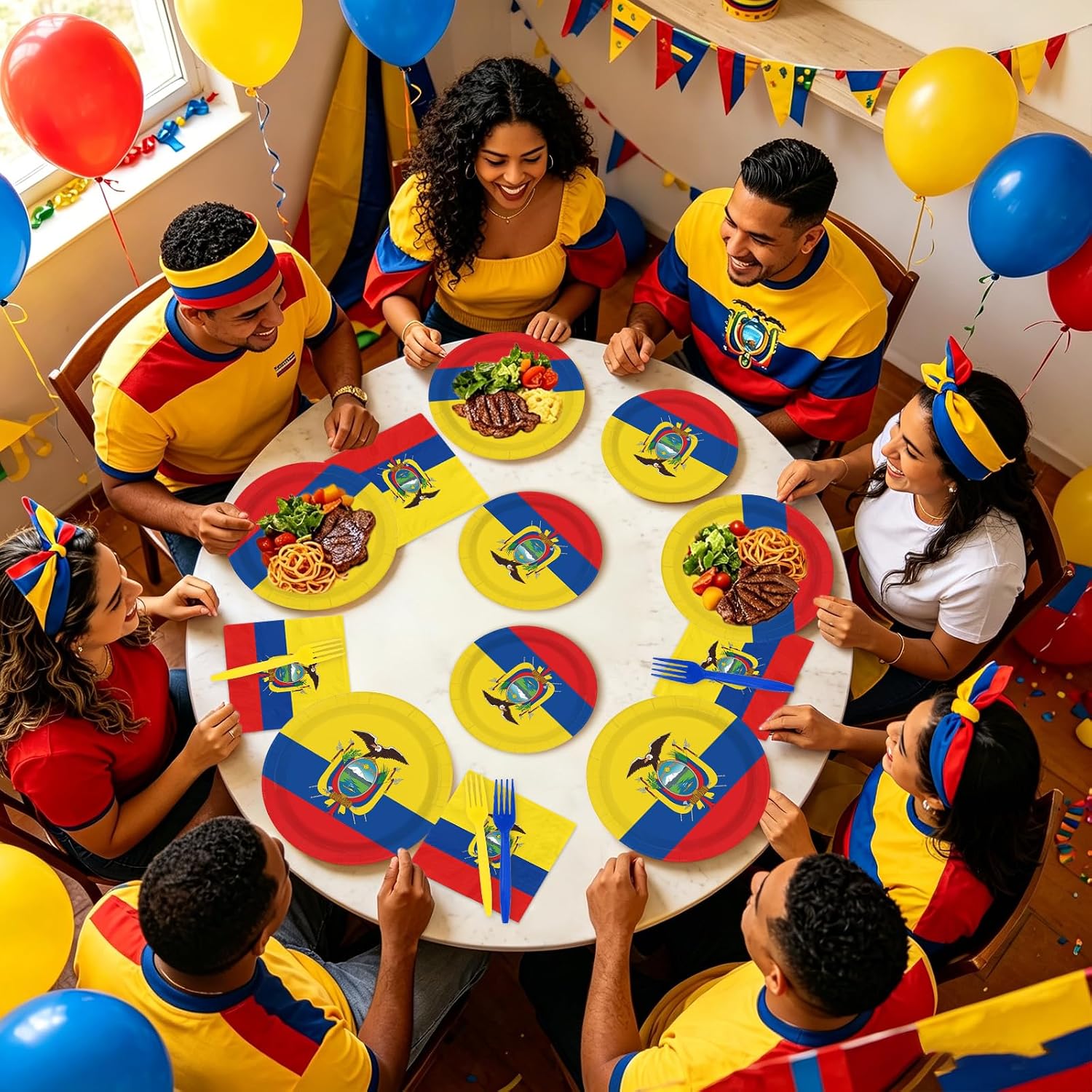 Ecuador flag disposable plates premium quality thick paper