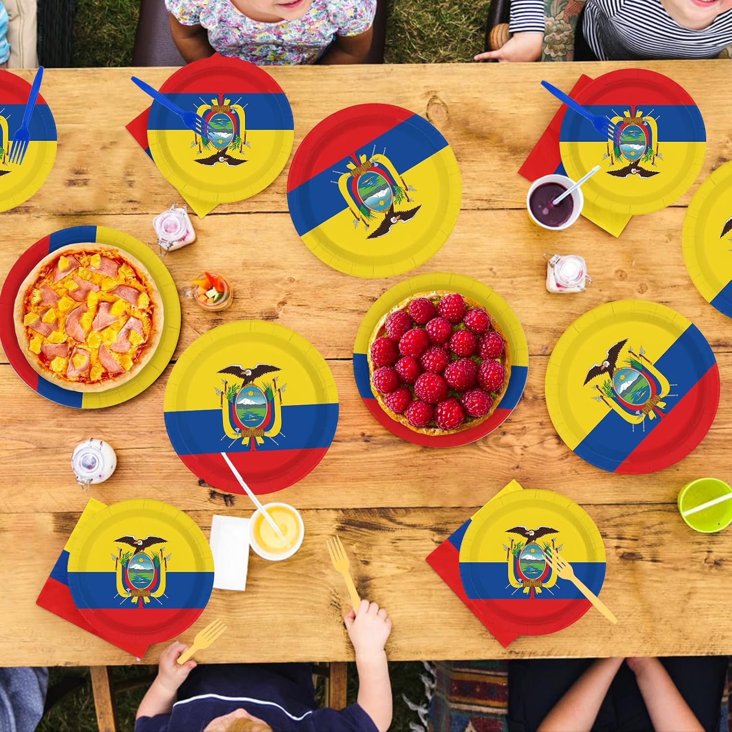 Ecuador themed party decorations table setting
