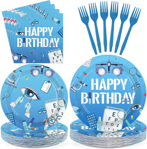 Eye Doctor Birthday Plates & Napkins - 96 Pcs - view 1
