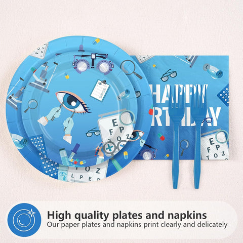 Eye Doctor Birthday Plates & Napkins - 96 Pcs - view 2