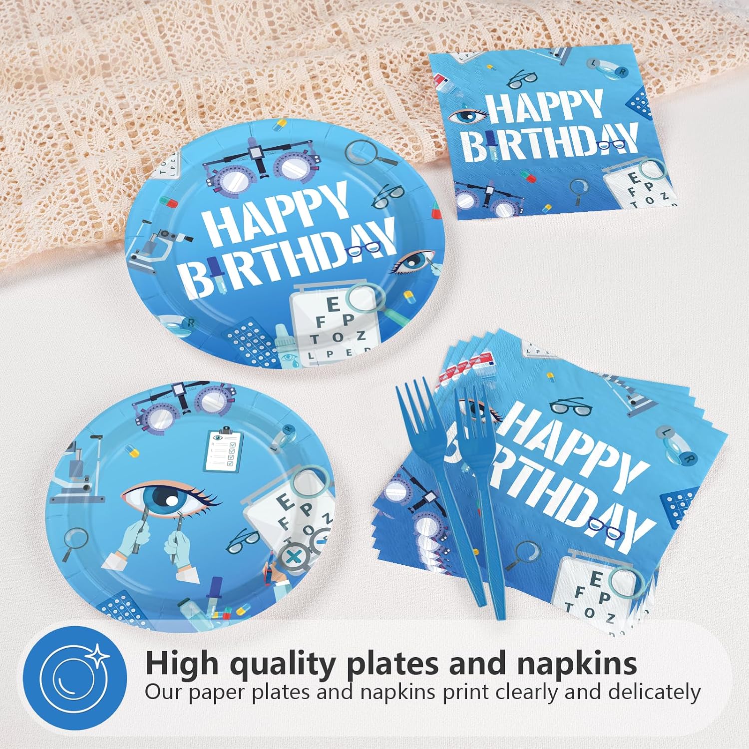Eye Doctor Birthday Plates & Napkins - 96 Pcs - view 3