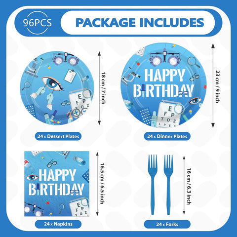 Eye Doctor Birthday Plates & Napkins - 96 Pcs - view 5