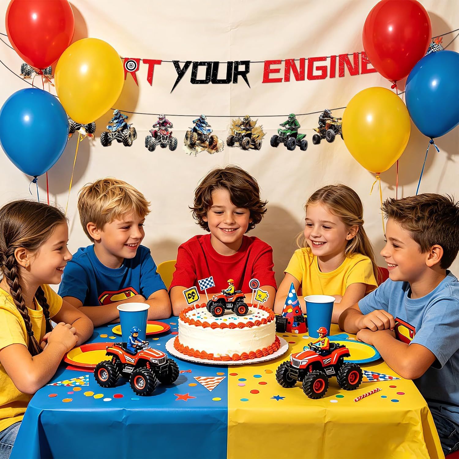 Four Wheeler ATV Quad Birthday Banner - Off Road Racing Themed Party Decor - Grencian