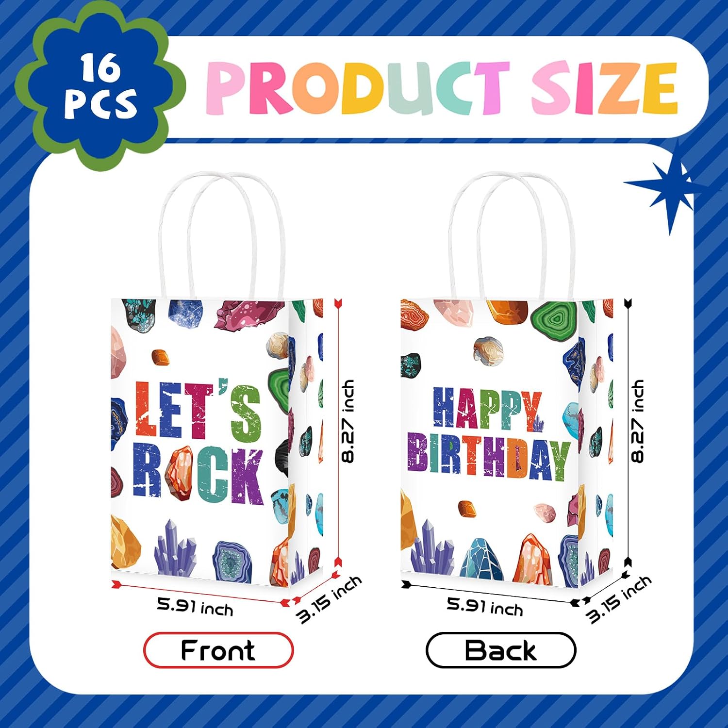 Crystal minerals themed party favor bags