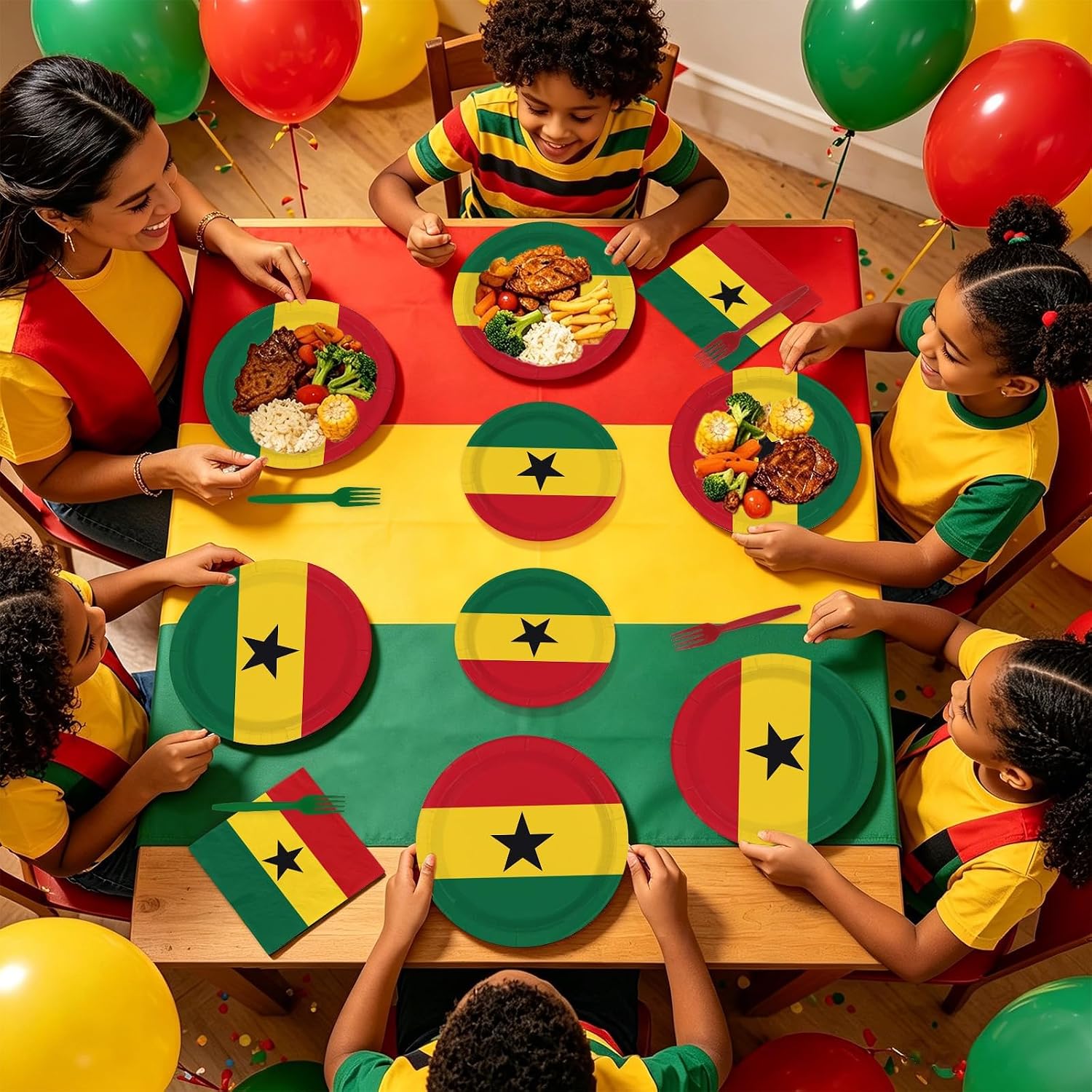 Ghana flag disposable plates premium 350g food-grade paper
