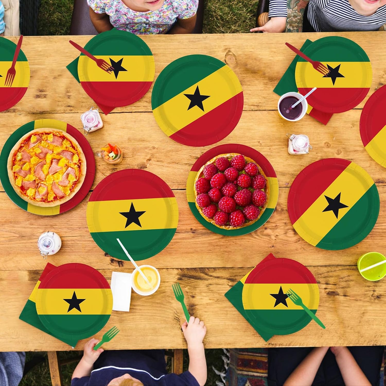 Ghana themed party decorations table setting