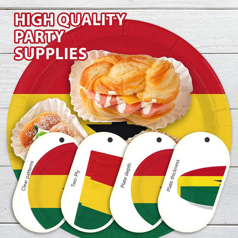 Ghana national flag black star design on paper plates