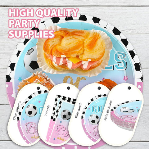 Goals or Bows Gender Reveal Plates & Napkins - 96 Pcs image 6