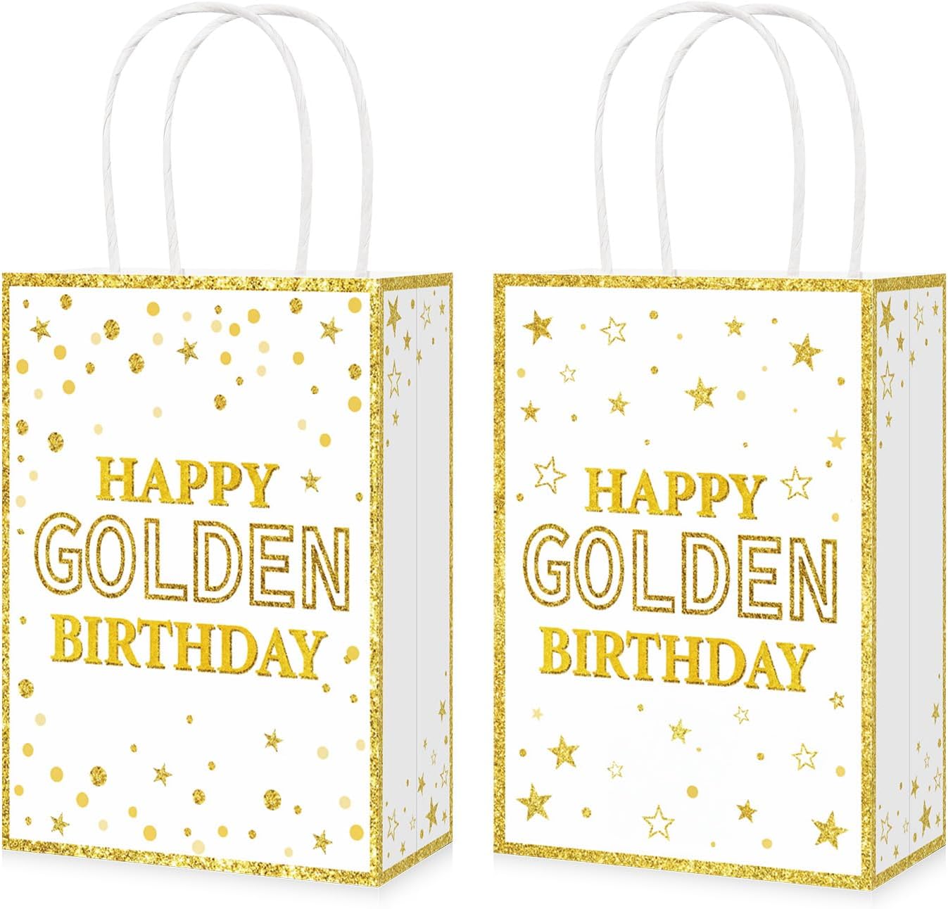 Golden birthday goodie bags white gold elegant