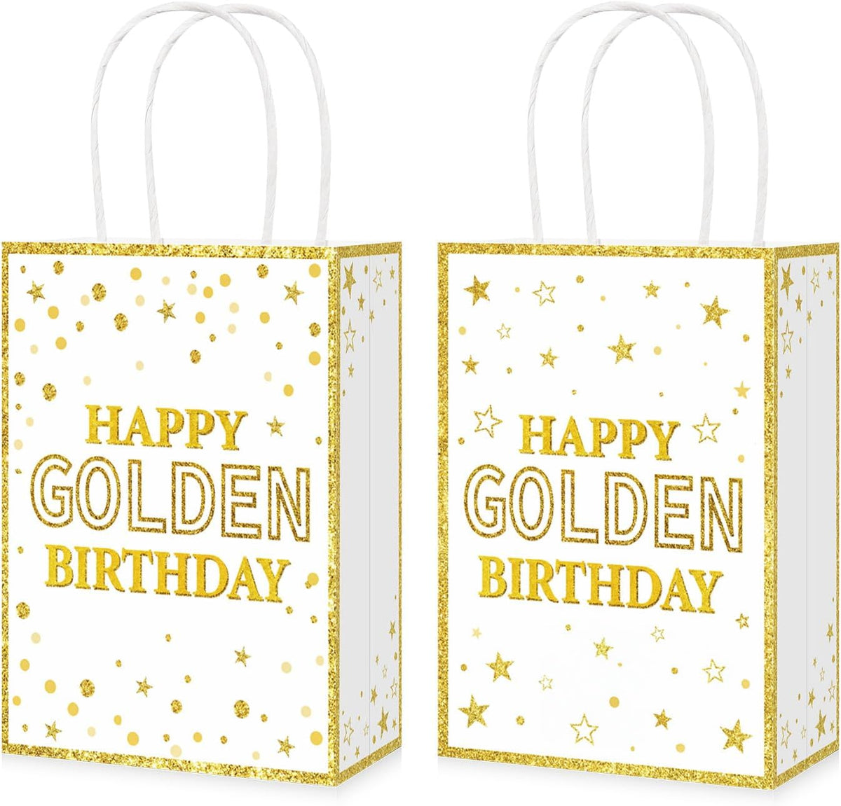 Golden birthday goodie bags white gold elegant