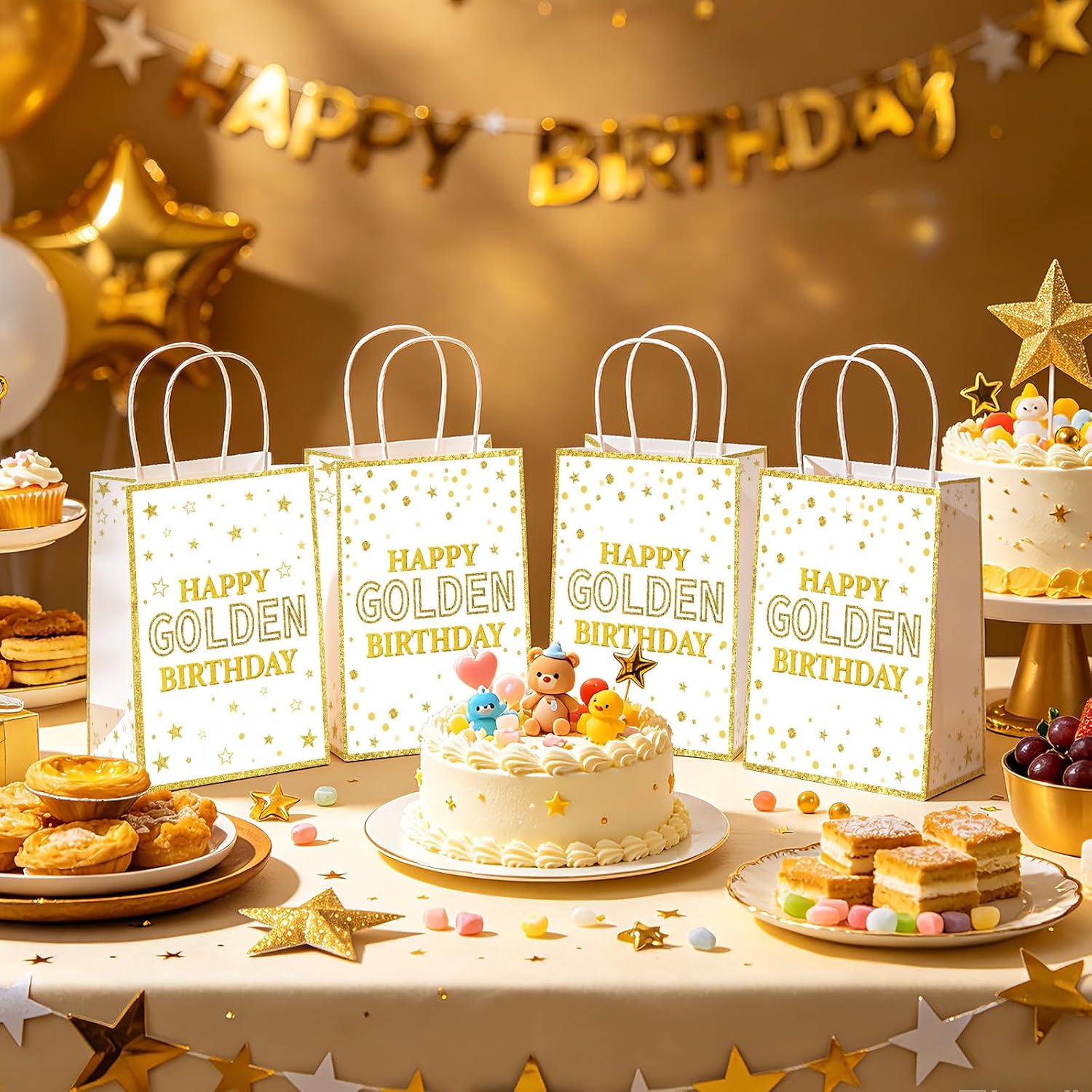 Golden birthday party supplies goodie bags