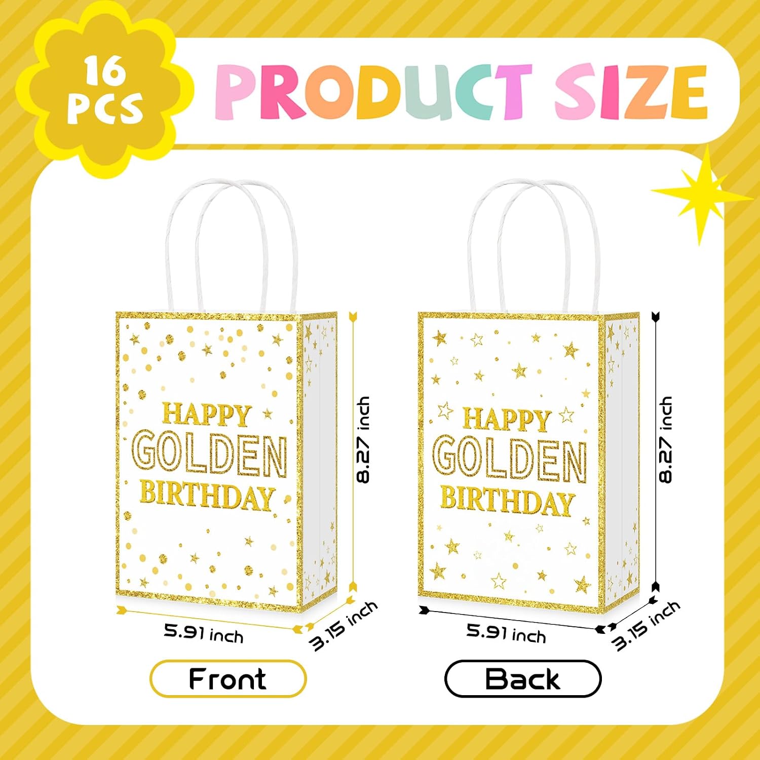 Golden glitter birthday goodie bags elegant